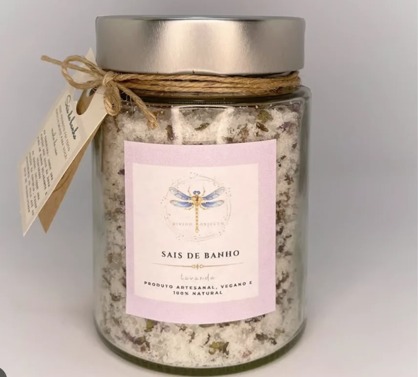 Frasco de Sales de Baño Lavanda con etiqueta premium